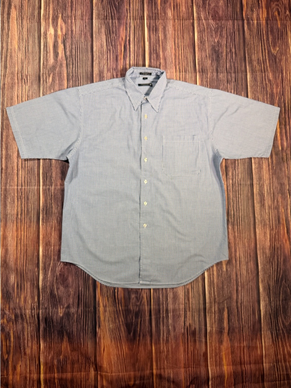 Christian‎ Dior Short Sleeve Shirt Blue Check Monsieur Button Up Mens Size Large